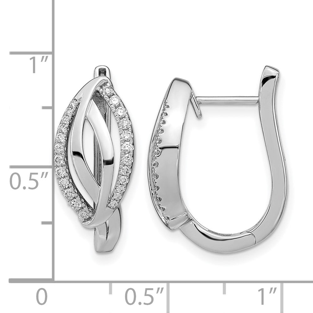 14K Weißgold Creolen mit echten Diamanten und Scharniermechanismus