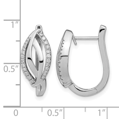 14K Weißgold Creolen mit echten Diamanten und Scharniermechanismus