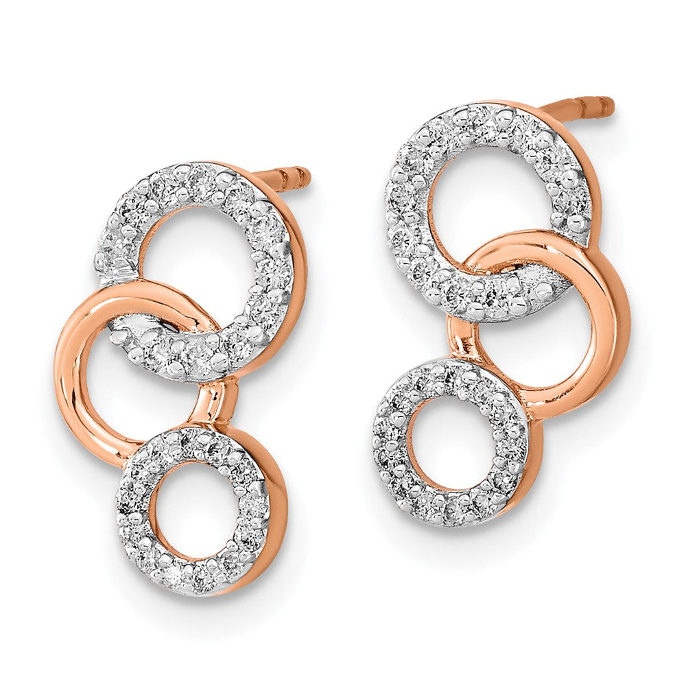 14K Roségold Ohrstecker mit echten Diamant-Kreisen