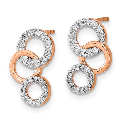 14K Roségold Ohrstecker mit echten Diamant-Kreisen