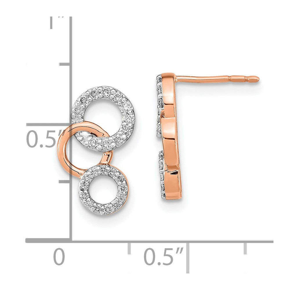 14K Roségold Ohrstecker mit echten Diamant-Kreisen