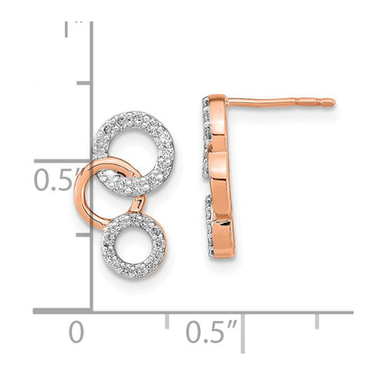14K Roségold Ohrstecker mit echten Diamant-Kreisen