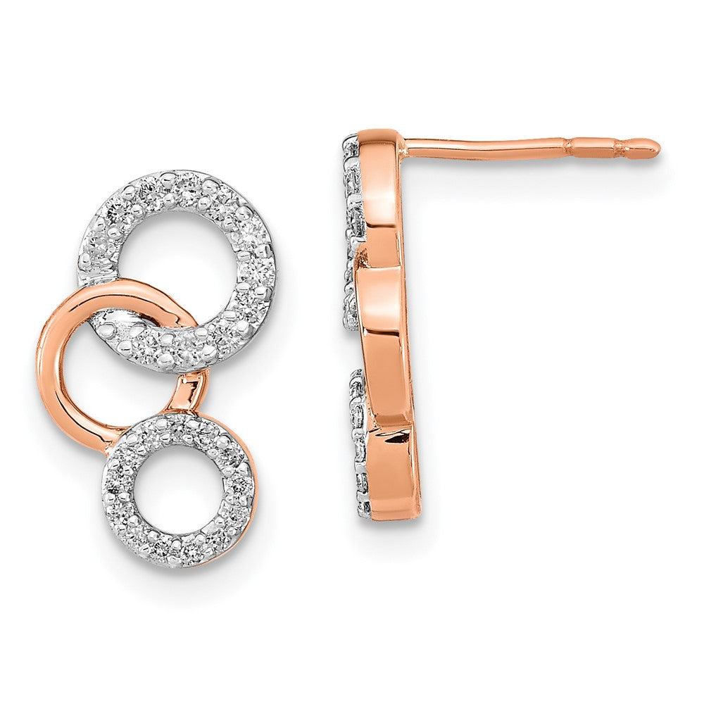 14K Roségold Ohrstecker mit echten Diamant-Kreisen
