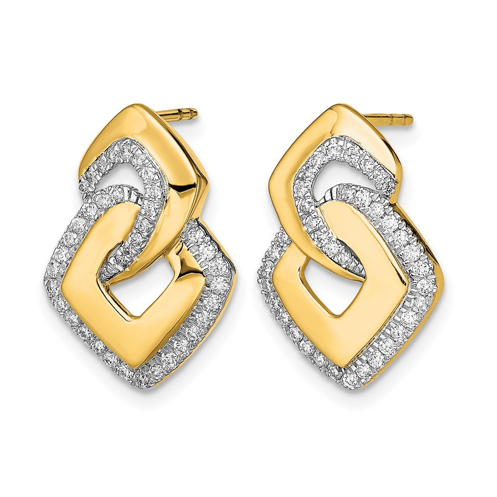 14K Gelbgold Polierte Diamant-Ohrstecker in Fantasieform