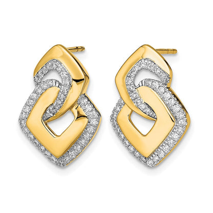 14K Gelbgold Polierte Diamant-Ohrstecker in Fantasieform