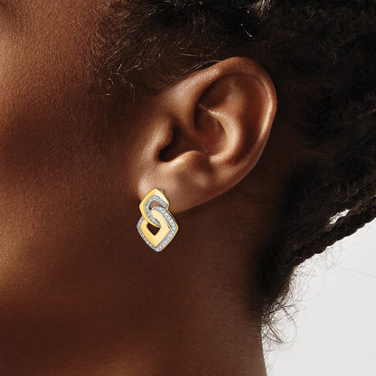 14K Gelbgold Polierte Diamant-Ohrstecker in Fantasieform