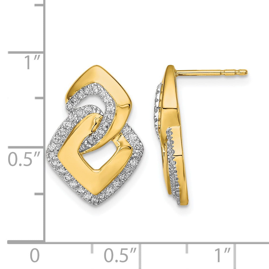 14K Gelbgold Polierte Diamant-Ohrstecker in Fantasieform