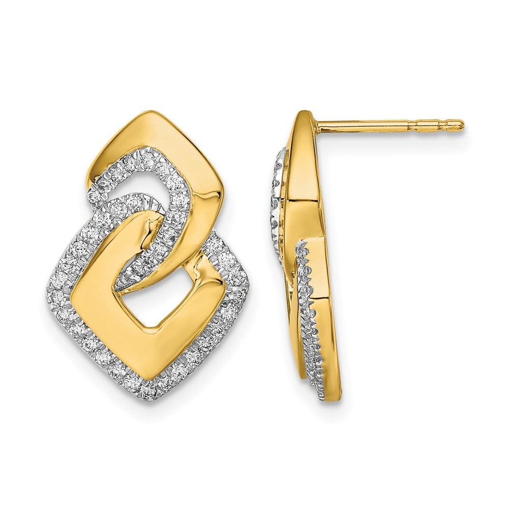 14K Gelbgold Polierte Diamant-Ohrstecker in Fantasieform