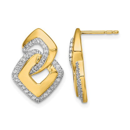 14K Gelbgold Polierte Diamant-Ohrstecker in Fantasieform