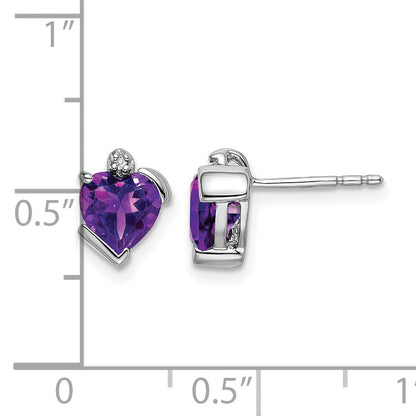 14K Weißgold Ohrringe mit Amethyst und echten Diamanten in Herzform