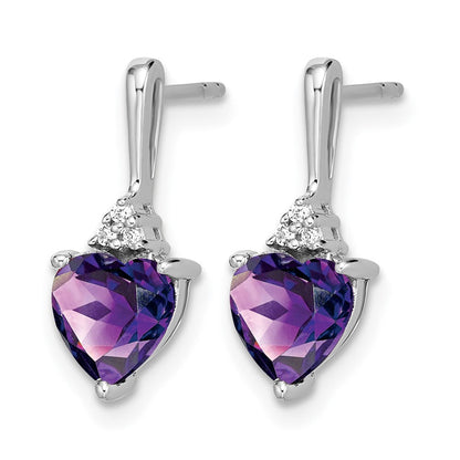 10K Weißgold Amethyst und Diamant Herz Ohrringe