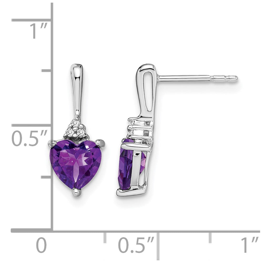 10K Weißgold Amethyst und Diamant Herz Ohrringe