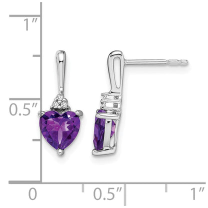 10K Weißgold Amethyst und Diamant Herz Ohrringe