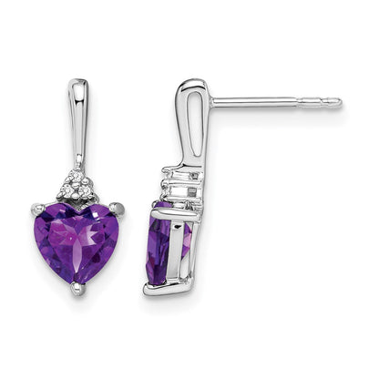 10K Weißgold Amethyst und Diamant Herz Ohrringe
