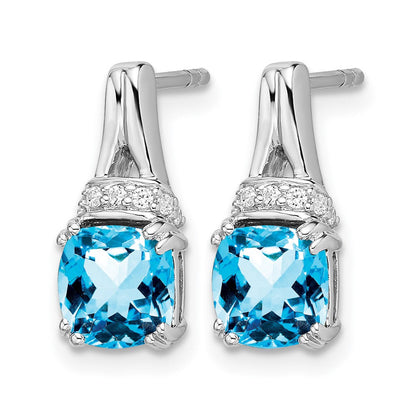 10K Weißgold Blautopas und Diamant Ohrringe