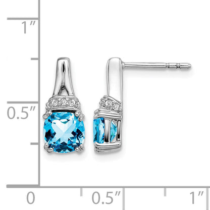 10K Weißgold Blautopas und Diamant Ohrringe