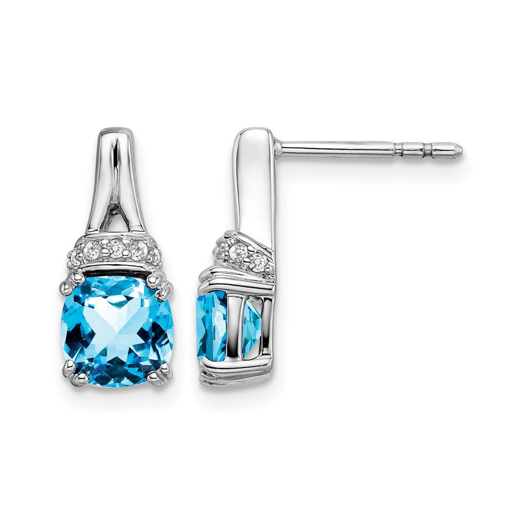 10K Weißgold Blautopas und Diamant Ohrringe