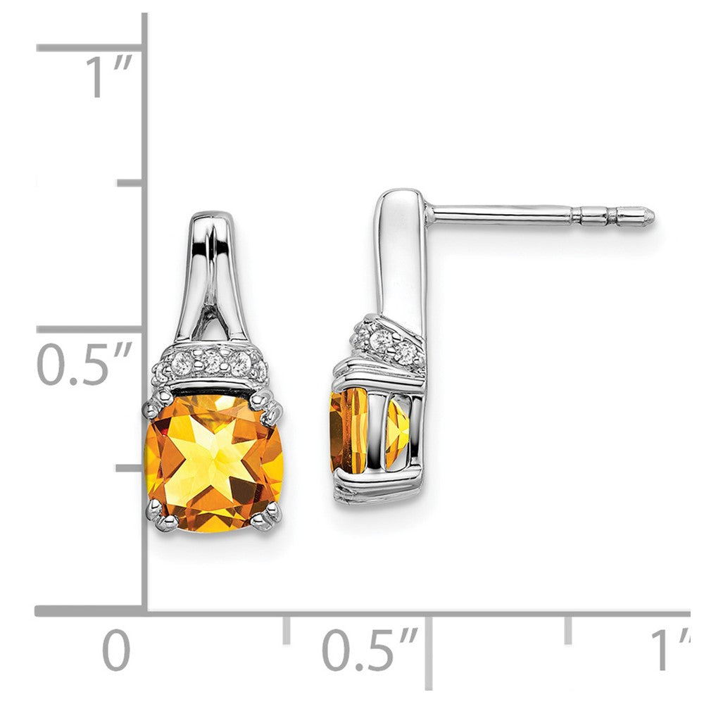 14K Weißgold Ohrringe mit Citrin und echten Diamanten