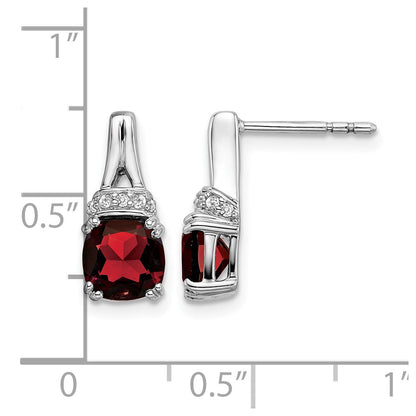 10K Weißgold Granat und Diamant Ohrringe