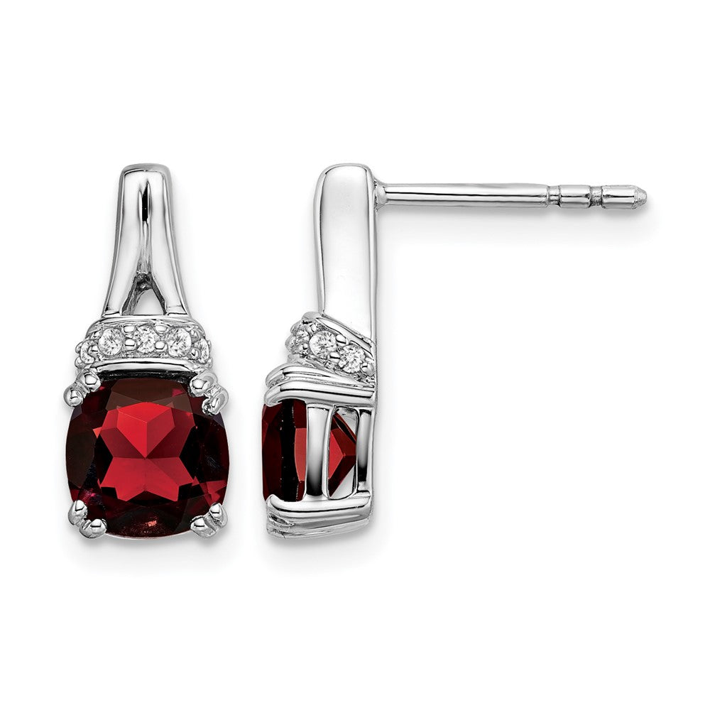 10K Weißgold Granat und Diamant Ohrringe
