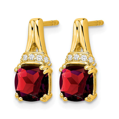 10K Gelbgold Granat und Diamant Ohrringe