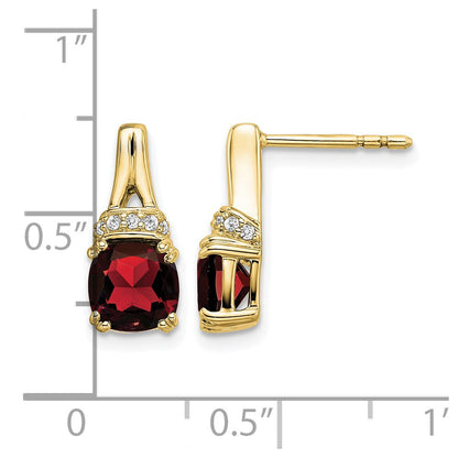 10K Gelbgold Granat und Diamant Ohrringe