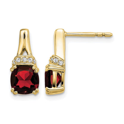 10K Gelbgold Granat und Diamant Ohrringe
