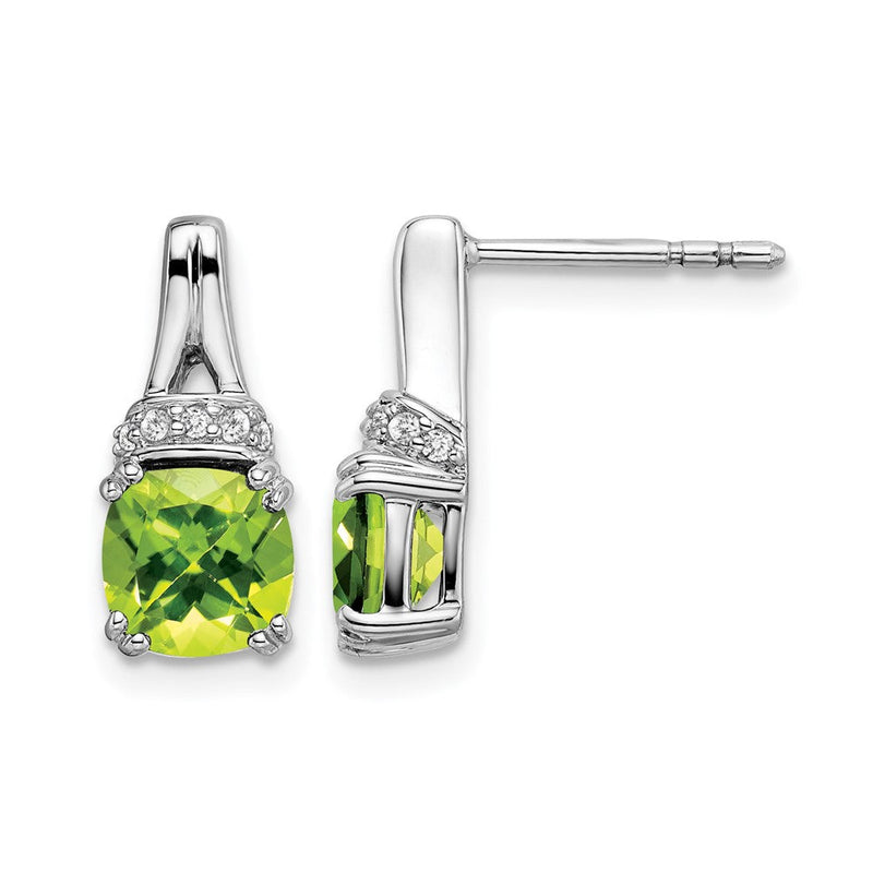 14K Weißgold Ohrringe mit Peridot und echten Diamanten