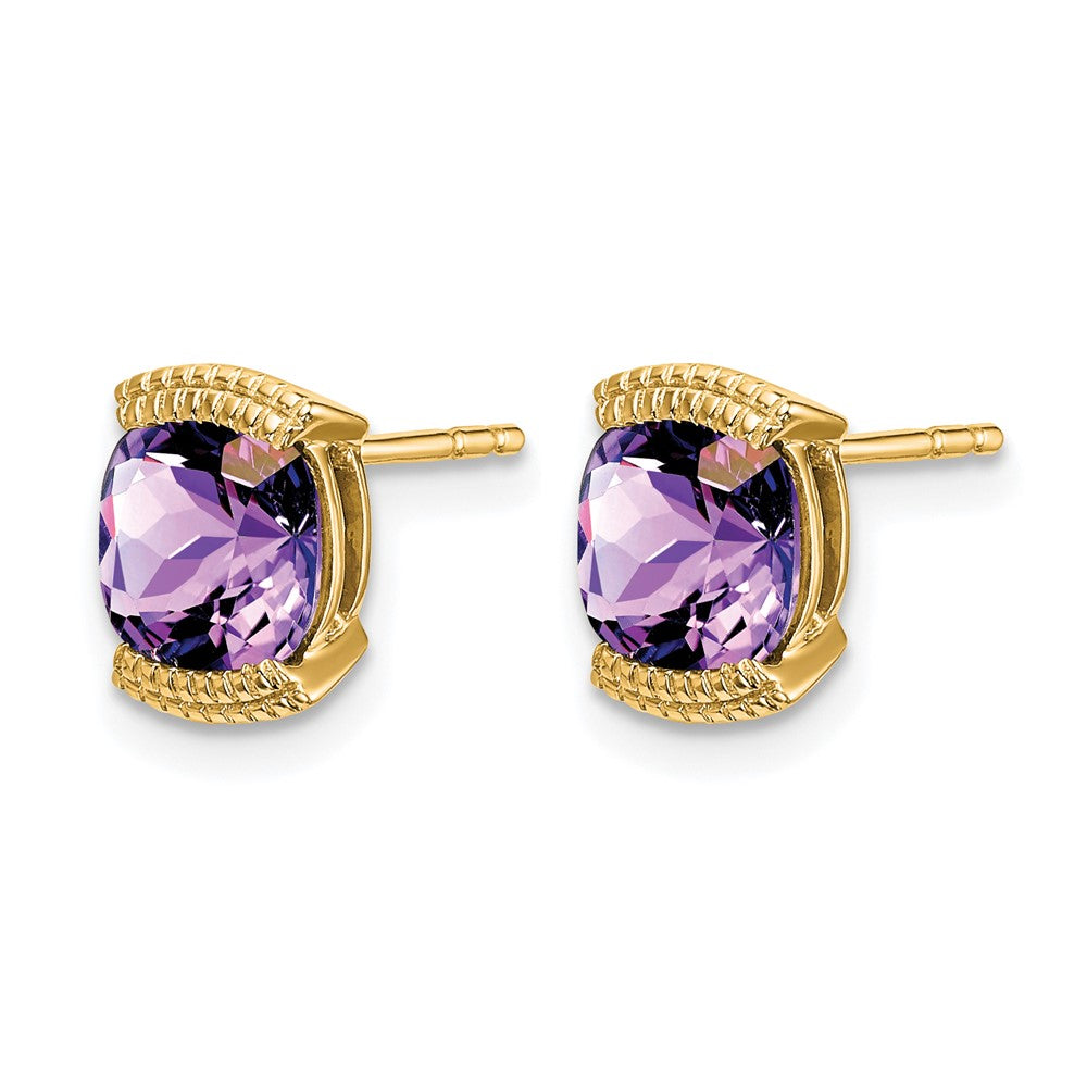 14K Gelbgold Amethyst-Ohrstecker