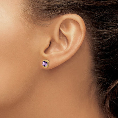 14K Gelbgold Amethyst-Ohrstecker