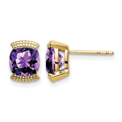 14K Gelbgold Amethyst-Ohrstecker