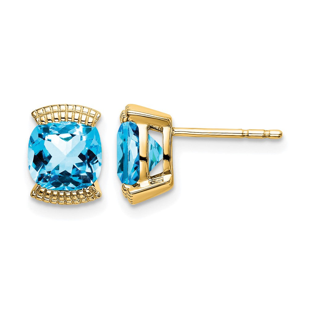 14K Gelbgold Ohrstecker mit Blautopas