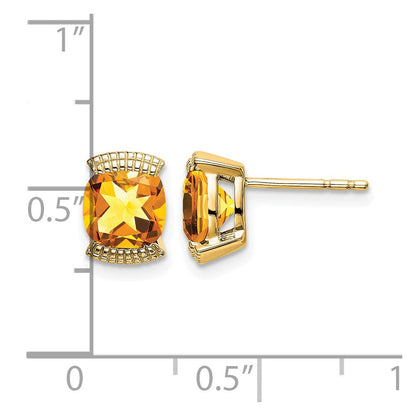 Massiv 14K Gelbgold Synthetisch Citrin Ohrstecker