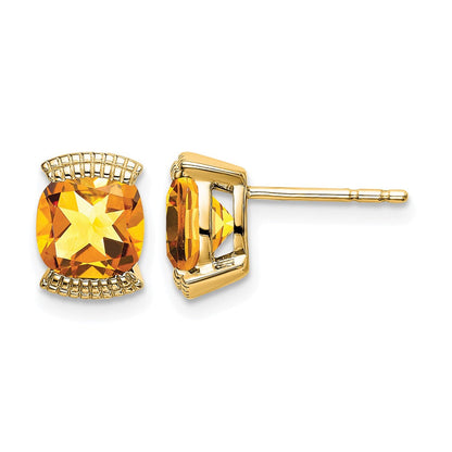Massiv 14K Gelbgold Synthetisch Citrin Ohrstecker
