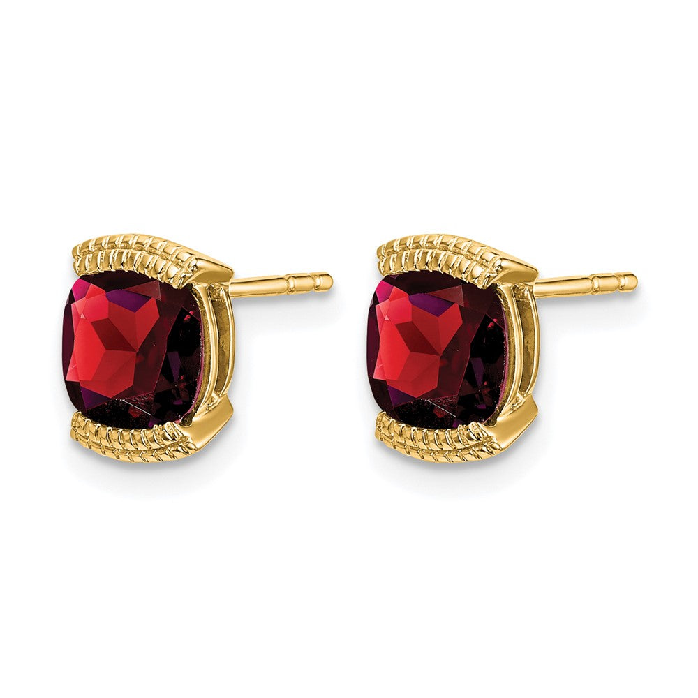 14K Gelbgold Granat-Ohrstecker