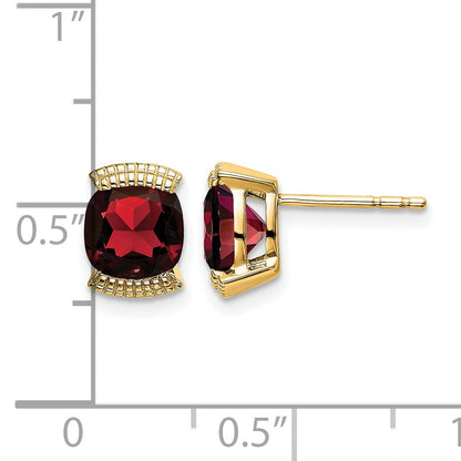 14K Gelbgold Granat-Ohrstecker