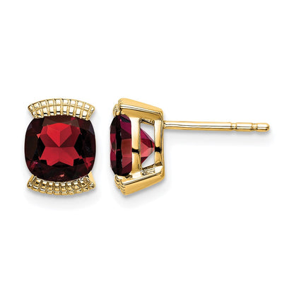 14K Gelbgold Granat-Ohrstecker