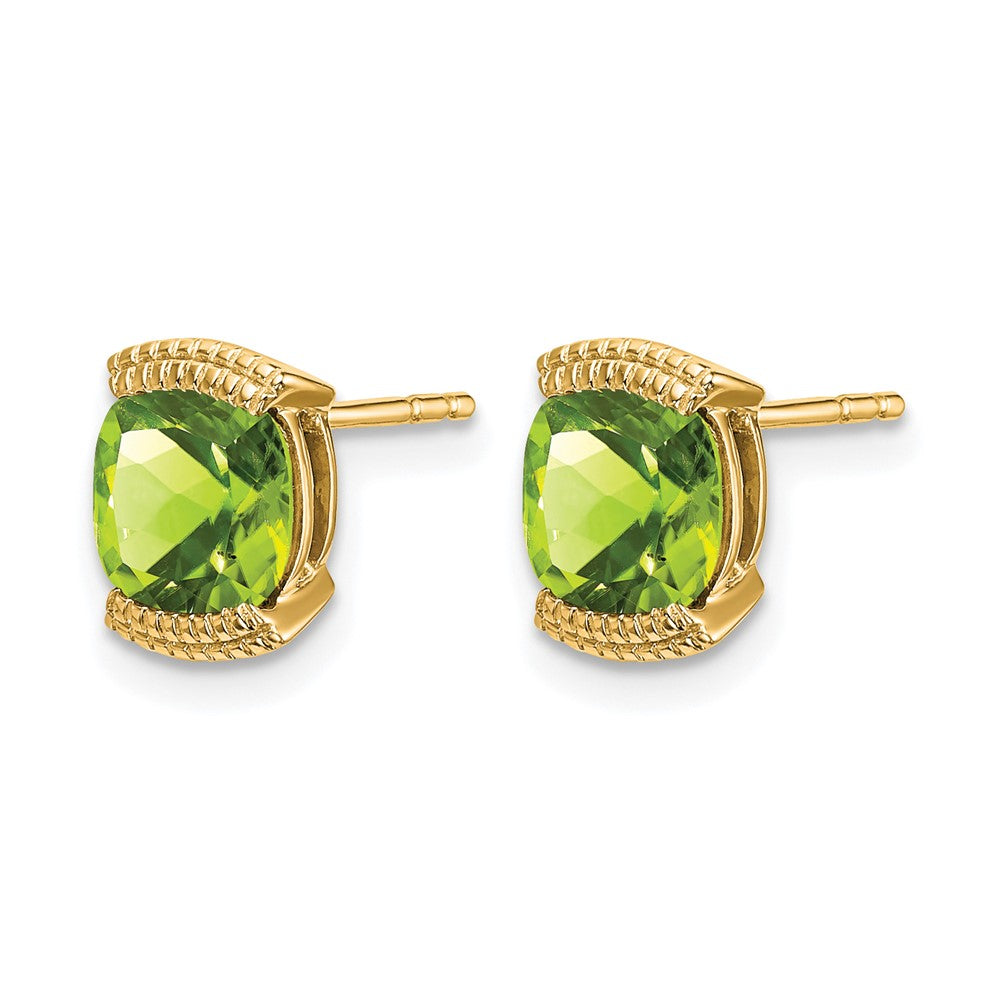 Massiv 14K Gelbgold Synthetisch Peridot Ohrstecker