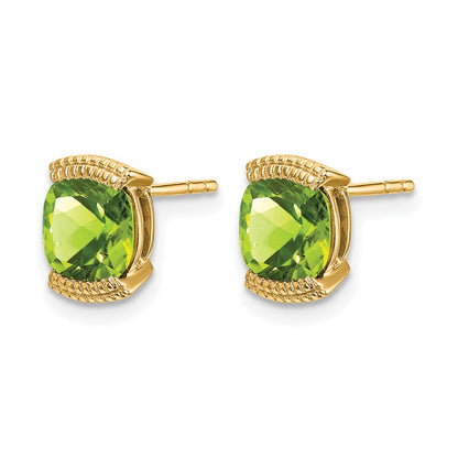 Massiv 14K Gelbgold Synthetisch Peridot Ohrstecker