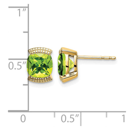 Massiv 14K Gelbgold Synthetisch Peridot Ohrstecker
