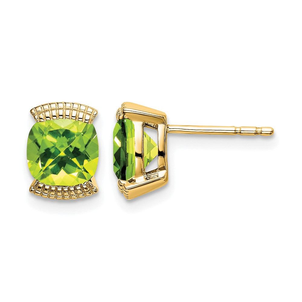 Massiv 14K Gelbgold Synthetisch Peridot Ohrstecker