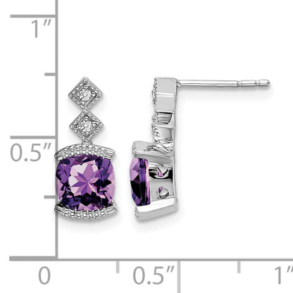 14K Weißgold Ohrringe mit Amethyst und echten Diamanten