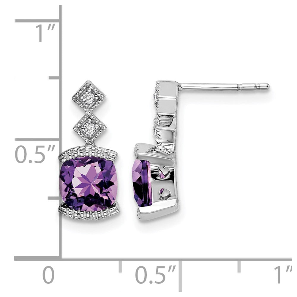 14K Weißgold Ohrringe mit Amethyst und echten Diamanten