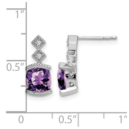 14K Weißgold Ohrringe mit Amethyst und echten Diamanten