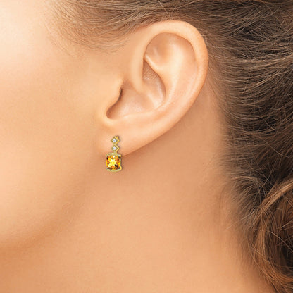 14K Gelbgold Citrin- und Echt-Diamant-Ohrringe