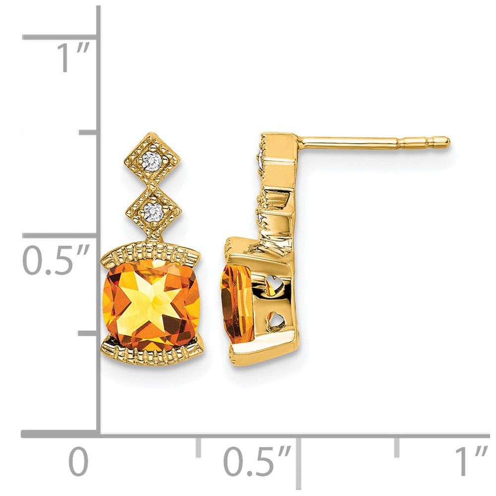 14K Gelbgold Citrin- und Echt-Diamant-Ohrringe