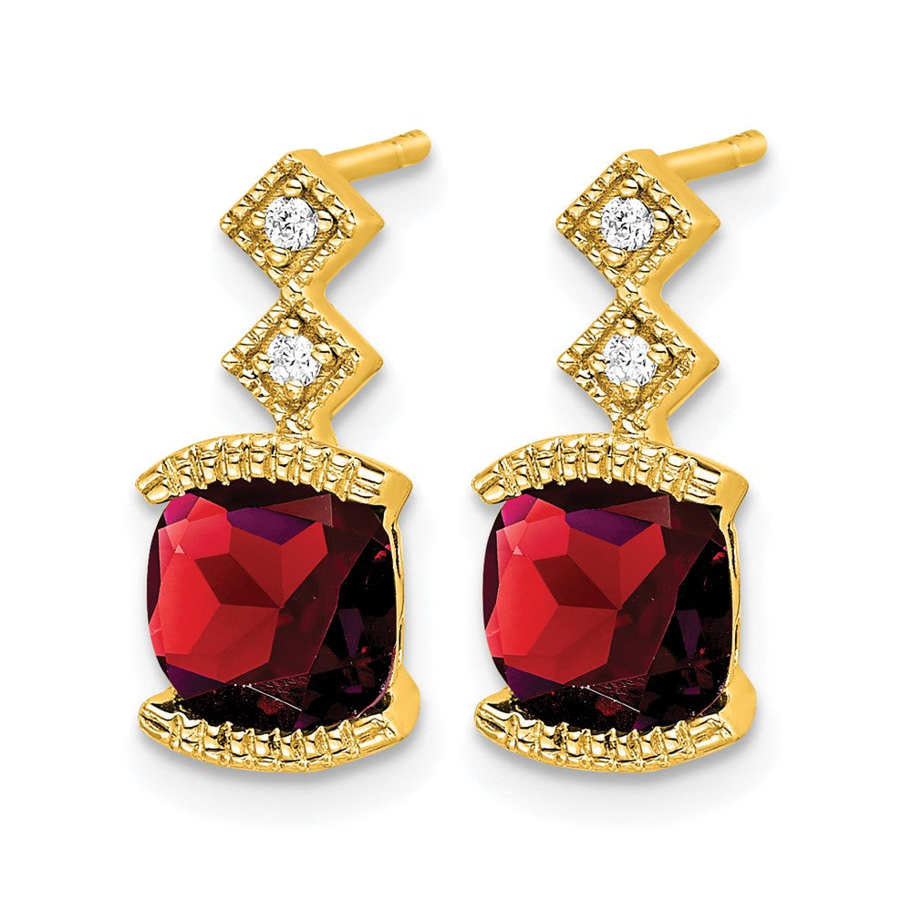 14K Gelbgold Ohrringe mit Granat und echten Diamanten