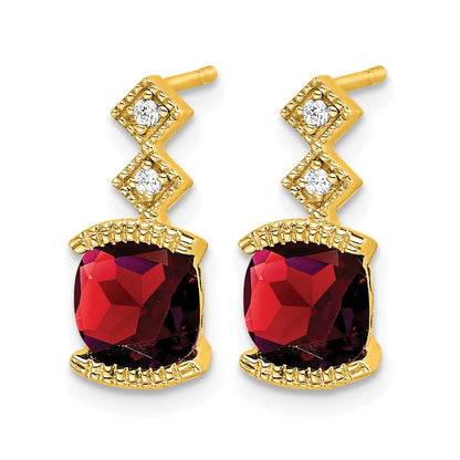 14K Gelbgold Ohrringe mit Granat und echten Diamanten