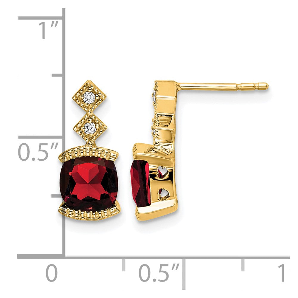14K Gelbgold Ohrringe mit Granat und echten Diamanten