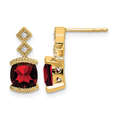 14K Gelbgold Ohrringe mit Granat und echten Diamanten